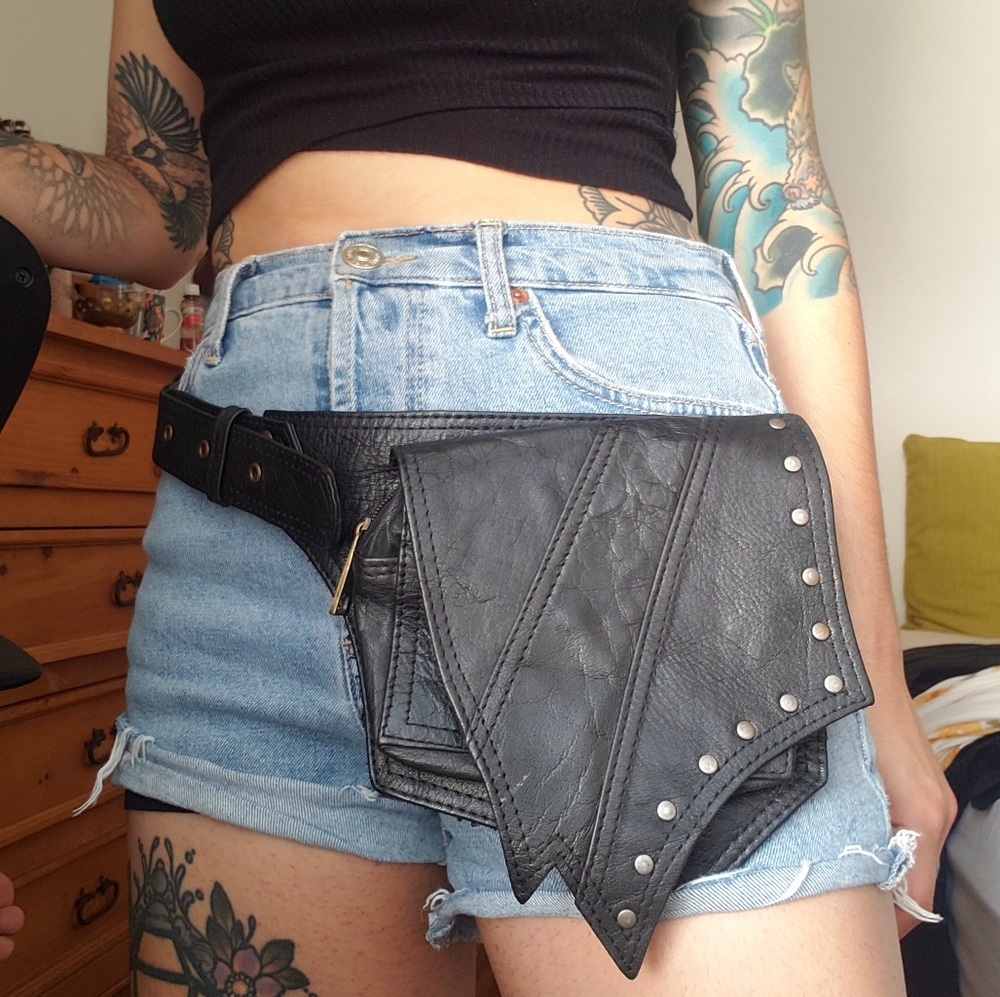 Leather Studded Hip Bag